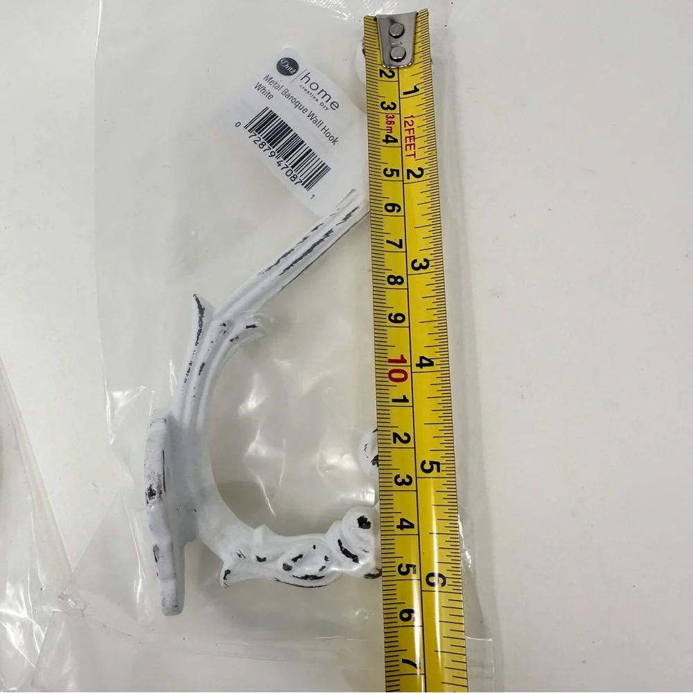 LOWEST Dritz Home NWT Metal Baroque Wall Hook White Set of 2